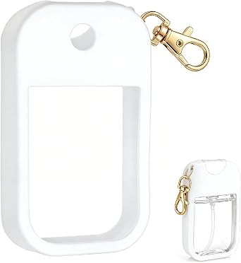 Silicone Case Compatible with Touchland Spray, Protective Holder with Keychain for Touchland 1FL. OZ Power Mist & Glow Mist White