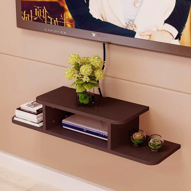 IRFANHANDICRAFTS Engineered Wood Wall Mounted TV Unit Stand TV Cabinet Set Top Box/Setup Box Stand Wall Shelf for Home Living Room and Home Decor Items (Standard, Brown) IH.175