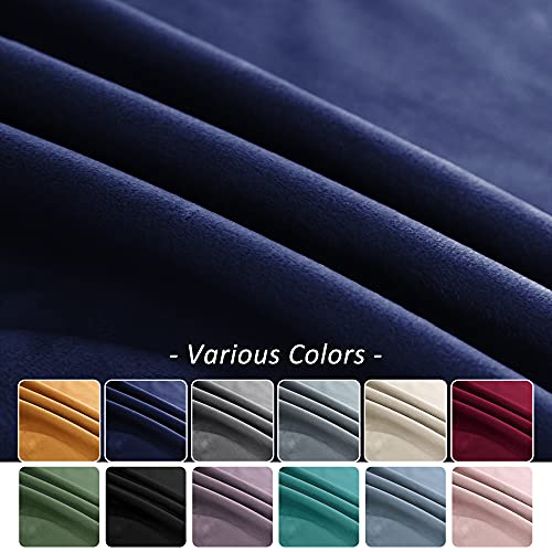 Roy Lei Super Soft Luxury Velvet Curtains For Living Room Light Blocking Velvet Curtain Panels Privacy Grommet Window Drapes For Bedroom/Sliding Glass Door, 2 Panels (Navy, 52W90L) #TOP4