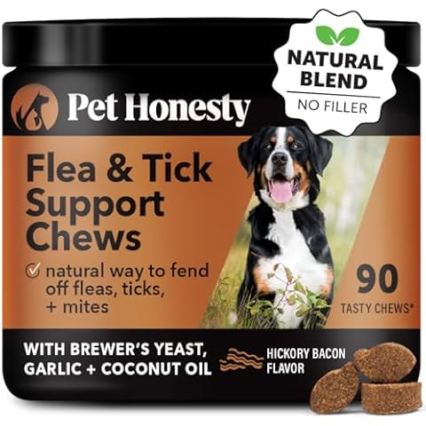 Pet Honesty Flea and Tick Prevention for Dogs Supplement - Natural Flea and Tick Chews for Dogs, Oral Flea Pills, No Harsh Chemicals, Natural Way to Enjoy The Outdoors - Bacon (90 Count) Cover