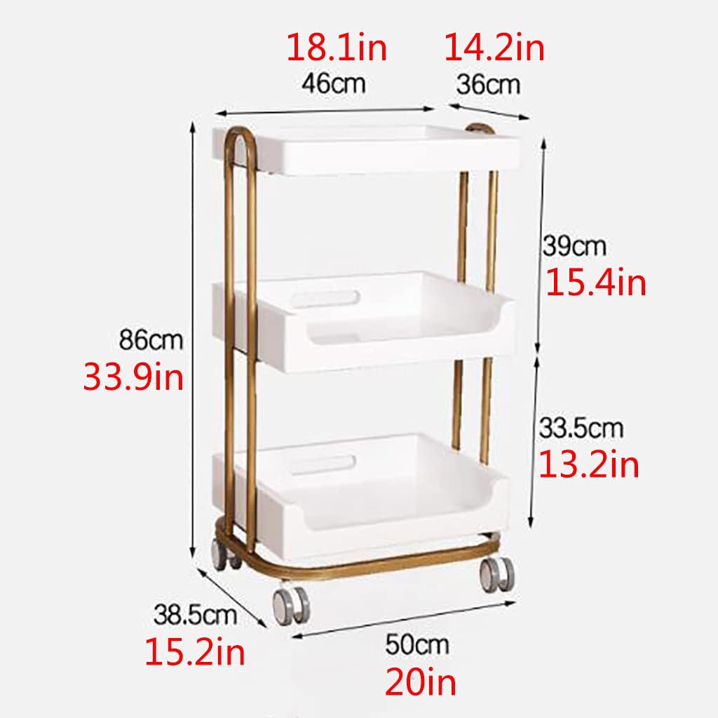 Multifunctional Storage Mobile Rack for Beauty Cart Trolley White Gray Optional 50x38x86cm Equipped with 360° Universal Moving Roller Paint Process (Gray)