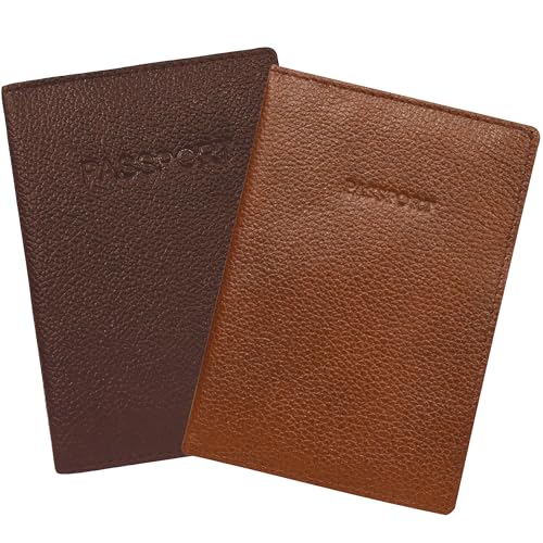 ABYS Genuine Leather Unisex Passport Cover (Brown + Tan + Black, Pack of 3)
