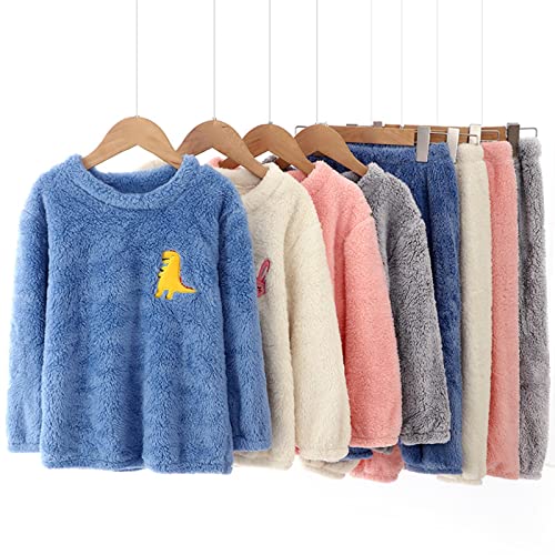 Toddler Boys Girls Fleece Pajama Set Winter Warm Plush Tops+Pants Outfits Sleepwear Soft Comfy 2 Piece Loungewear Child PJS2