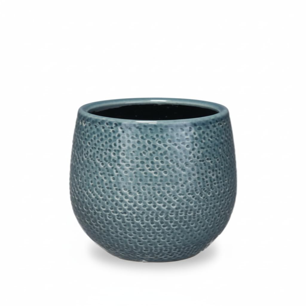 Blumentopf aus Keramik, für Innen und Außen, Blau, Ø 14 cm