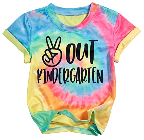 LOTUCY Kindergarten Graduation Shirt for Kids Girls Boys Peace Out Kindergarten Tee 2026 Last Day of School T-Shirt