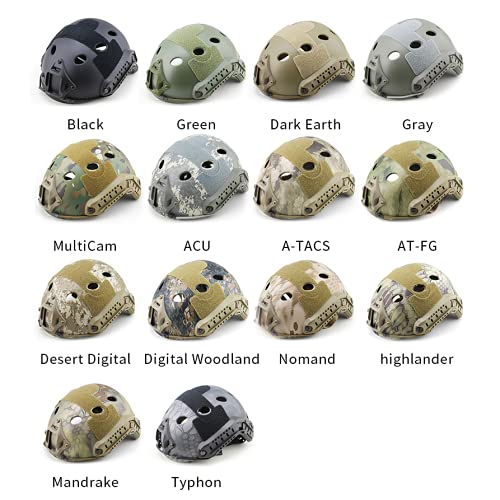 AQzxdc Casque Tactique Fast, Avec Rail Latéral Et Support NVG, Casque ABS Militaire Réglable Pour Airsoft Paintball Chasse Tir Sports De Plein