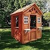 Playhouse Outdoor Wooden Kids Boys Girls with 2 Windows and Flowerpot Holder, 42 Lx46 Wx55 H, Garden Lawn Patio Yard