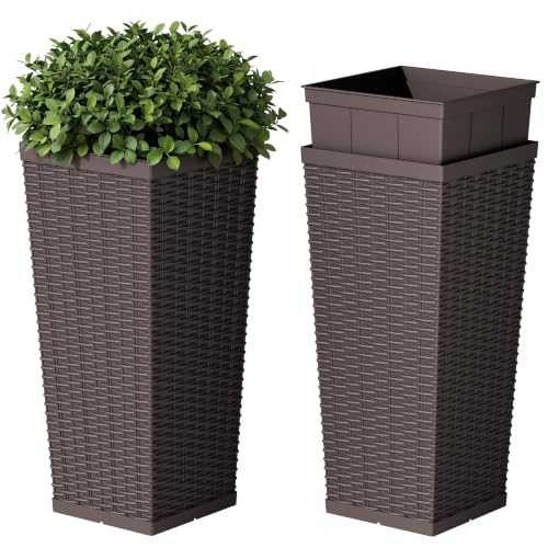 Devoko Resin 24'' Tall Planters Set of 2
