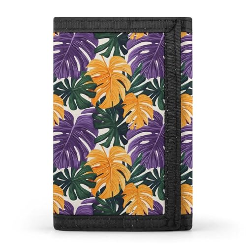 Colorful Tropical Plants (C) Print Wallet for Men, 8 Credit Card Holder Slim Minimalist Front Pocket Small Mens Bifold Wallets
