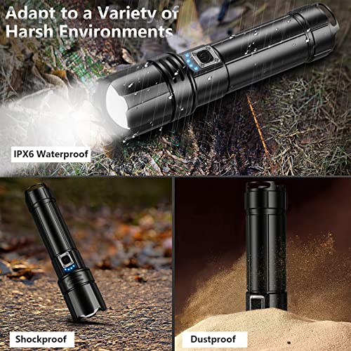 Gohoman Rechargeable Led Flashlights High Lumen - Super Bright 200000 Lumens Flashlight With 5 Modes Zoomable, High Powered Flash Light With Pouch, Powerful Handheld Flashlight For Camping(2-Pack) #TOP5