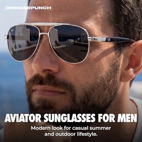 Image of grinderPUNCH Polarized Aviator Sunglasses Men Women Retro Vintage Square Pilot Sun Glasses UV400 Protection