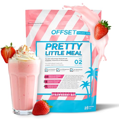 OFFSET Nutrition Abnehm Shake Strawberry Bay [nur 208 KCAL pro Shake] - 28 Portionen | Mahlzeitersatz | Diät Shake mit 24 Vitaminen & Mineralien | Glutenfreie Trinkmahlzeit