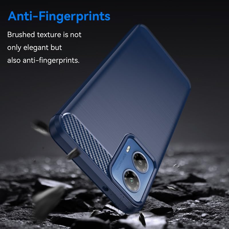 Image of Hybrid Carbon Fiber Back Case for Motorola Moto G34 / G45 5G (Blue)