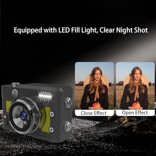 Image of Mini Keychain Camera 64GB, 1080P Mini Retro Photo Video Camera, 120 Minute Battery Life Portable Tiny Digital Cam, Micro Video Camcorder for Travel Students Children, Yellow
