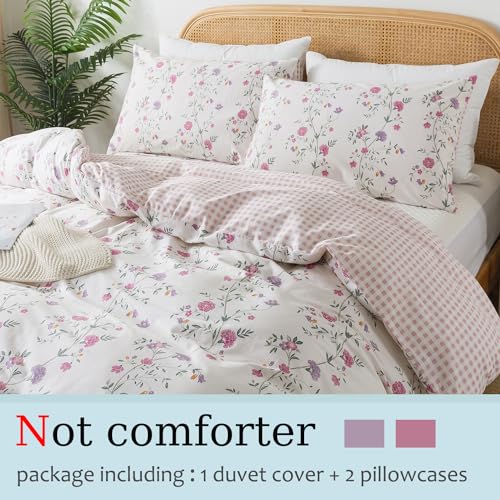 Ropa de cama floral reversible King de algodón con fundas de edredón 3