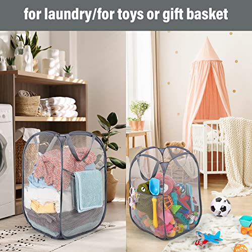 Battoo Deluxe Strong Mesh Pop Up Laundry Hamper Basket With Side Pocket For Laundry Room, Bathroom, Kids Room, College Dorm Or Travel 3 Pack Grey #TOP4