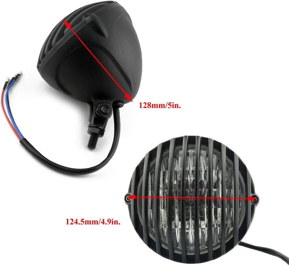 Boldness 4.5'' Headlight Headlamp Front Light H4 Bulb Motorcycle Matte Black Scalloped Universal