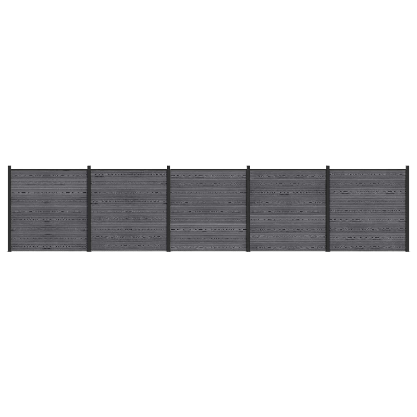 Lot de 5 clôtures brise-vue en aluminium WPC - Gris - 872 x 186 cm