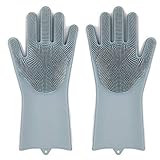 Magici guanti in silicone per la pulizia delle stoviglie, 1 paio di guanti riutilizzabili in spugna con setole, ideali per lavare stoviglie, cucina, auto, bagno e altro ancora. 1 paio