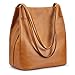 Kattee Women Soft Genuine Leather Totes Shoulder Bag Purses and Handbags with Top Magnetic Snap Closure (Brown)