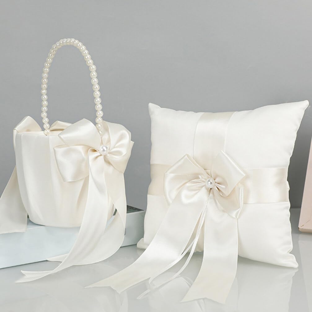 PRETYZOOM Coussin Porteur pour Alliance Mariage 1 Set Blanc en PU
