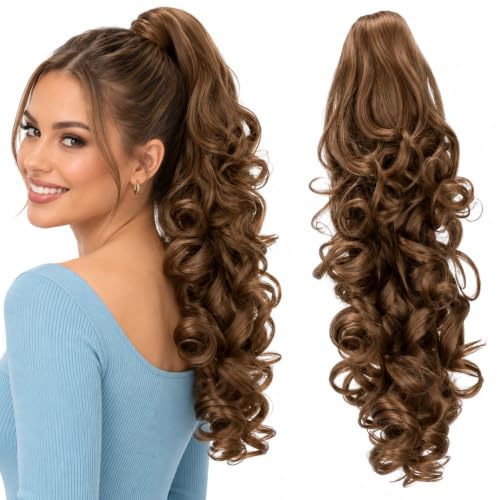 CAISHA 16" Synthetic Wavy Ponytail Claw Clip Medium Brown H205