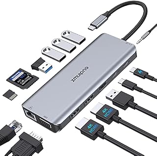 USB C Docking Station Dual Monitor HDMI for Dell HP, Thunderbolt 3/4 Dock USB C Hub Multiport Adapter Triple Monitor to 2 HDMI 4K,VGA,Ethernet,5 USB,PD,SD/TF,3.5MM for Lenovo,Surface,MacBook Laptops