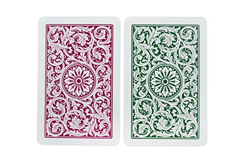 Copag 1546 Design 100% Plastic Playing Cards, Bridge Size Green/Burgundy (Standard Index, 1 Set) #TOP2