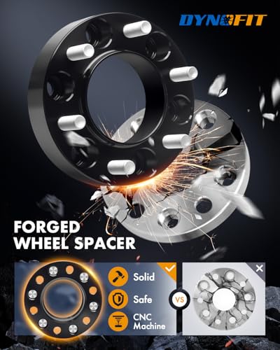 Image of dynofit 6x5.5 Wheel Spacers 1.5inch for 2022-2026 Tundra, 2024+ Tacoma, 2025+ 4Runner, 4Pcs 6x139.7 Wheel Spacer with M14x1.5 Studs 95.2mm Bore Hubcentric Forged Spacer for Toyota & Lexus 6 Lug Truck