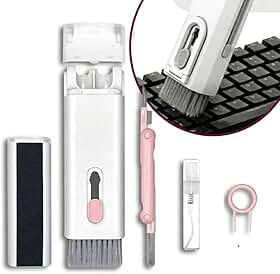 Escova Kit de Limpeza 7 em 1 para Teclado, Fone de Ouvido, Tela de Computador e Celular, Kit Multifuncional Limpador e Removedor de teclas - Qualidade Premium LNSTORE (Rosa)