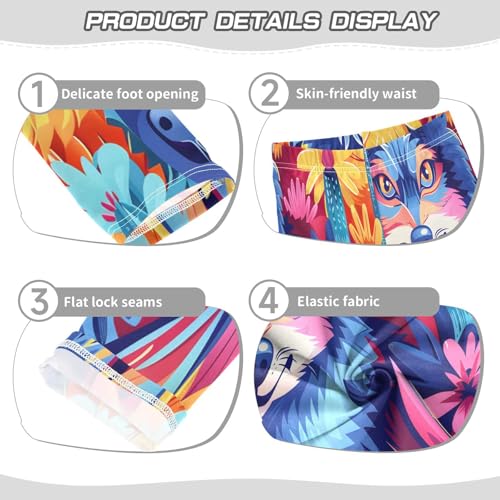 Toddler Girls Leggings Printed Yoga Pants Leggings Wolfs Face Bright Colors for Kids3