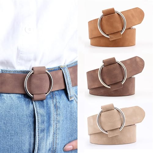 Solid Color No Needle Round Buckle Belt Casual Ladies Belt Youth Fashion Wide Belt Women 1Pcs2