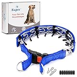 Supet Dog Prong Collar, Dog Choke Collar Adjustable Dog Pinch Collar with Quick Release Buckle/Nylon Cover for Small Medium Large Dogs