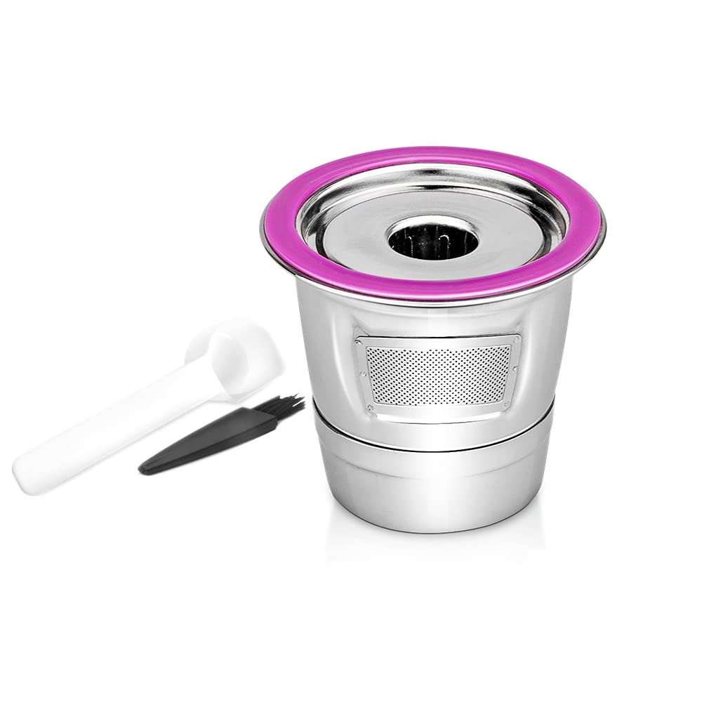 Reusable K Cup Coffee Pod Metal Filter, Compatible with Keurig 1.0 2.0 K-Mini K-Slim K-Duo & Other K-Series and Select Models, with Brush and Spoon