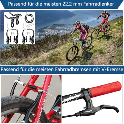 EICKMO Komplettes Universal Fahrrad Bremsen Set, Vordere und Hintere MTB Bremse, innere und äußere Bremsseile und Bremshebel Kit für Mountainbikes und Rennräder (schwarz)