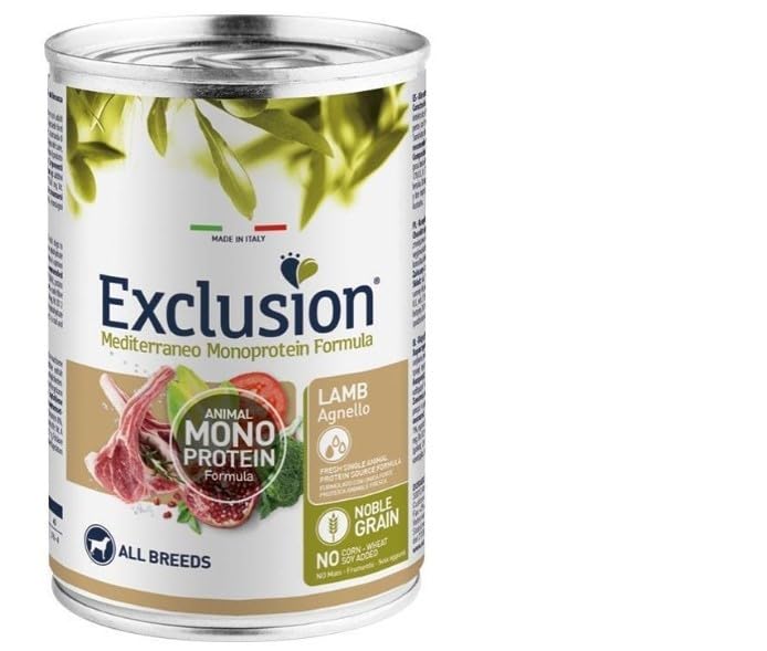 EXCLUSION MONOPROTEICO ALL BREEDS ADULT UMIDO AGNELLO 6 LATTINE DA 400g CADAUNO