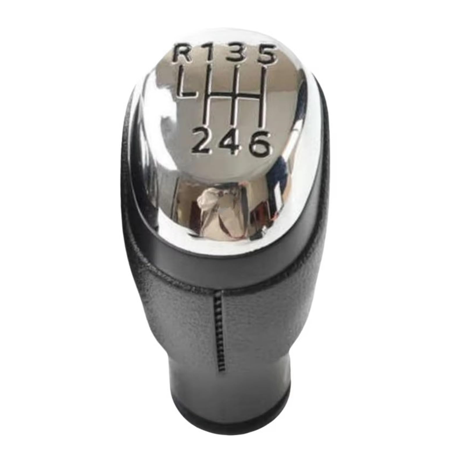 GHQFROP Transmission Gear Shift Knob for Clio Mk4 IV 2012-2020 5/6 Speed Gear Shift Knob Lever Shifter Pen Gearbox Gaiter Boot Collar Car Gear Stick Knob(Chrome 6Speed)