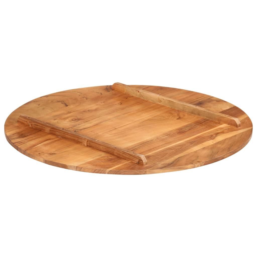 Tomostar Dessus de Table, Plateau de Table à Manger Remplacement Bois Massif d'acacia Rond 15-16 mm 80 cm