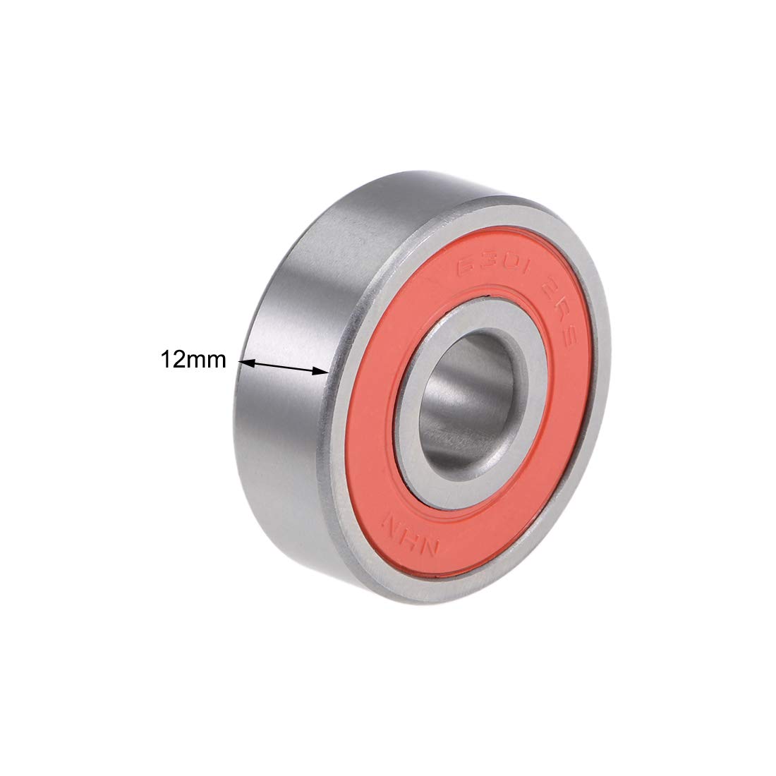 uxcell 6301-2RS Deep Groove Ball Bearings Z2 12mm x 37mm x 12mm Double Sealed Chrome Steel 10pcs