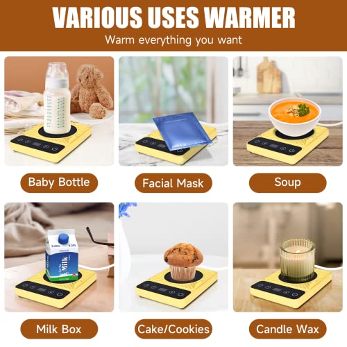 Image of Mug Warmer - Electric Coffee Mug Warmer with Timer | Coffee Cup Warmer for Desk Auto Shut Off,Smart 6-Temperature Control, Coffee Accessories for Coffee Lovers, Yellow