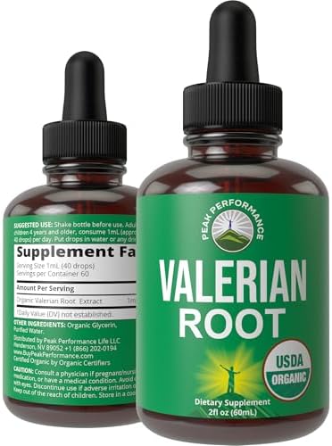 USDA Organic Valerian Root Liquid Drops Supplement. Vegan Extract...