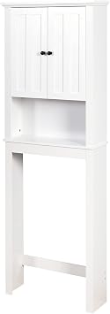 Over The Toilet Storage Cabinet, Storage Cabinet Over Toilet with Door & Adjustable Shelves, Home Space Saver for Bathroom White