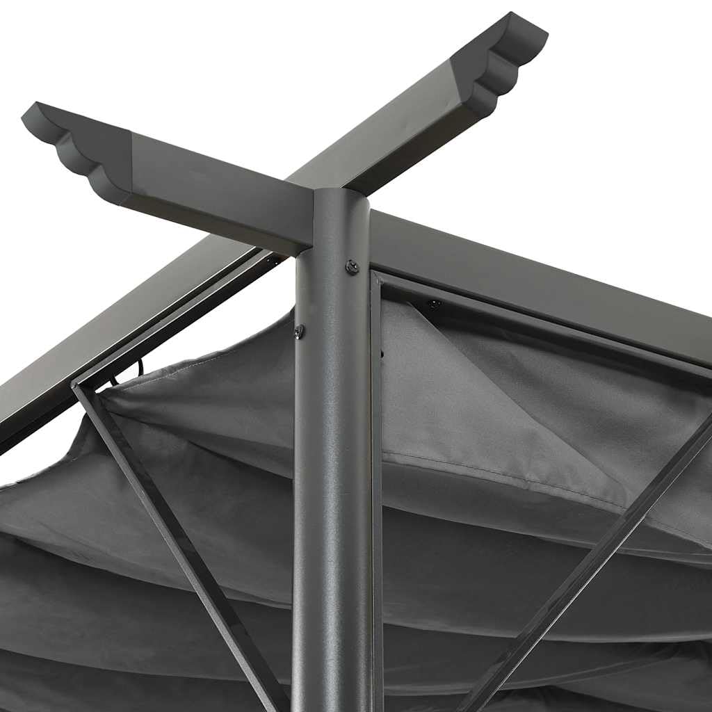 Pergola con tetto estensibile, pergola da giardino, traliccio per piante rampicanti, arco da giardino, arco per rose, gazebo da giardino, antracite, 3 x 3 m, in acciaio, 180 g/m²