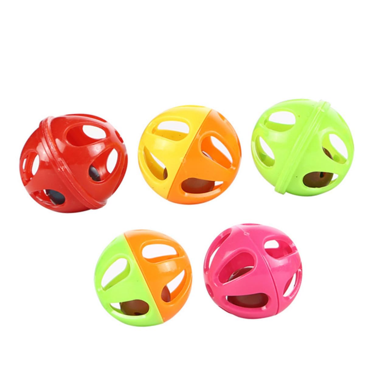 ibasenice 50pcs Cat Bell Ball Funny Hollow Out Teaser Balls Colors Stimulates Curiosity and Play Bright and Practical Design for Cats and Pets Random Random Color
