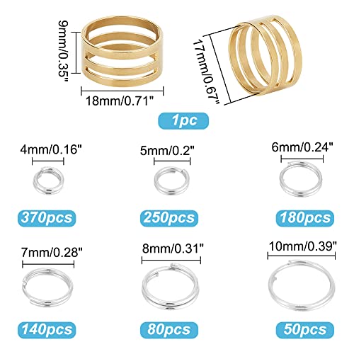 Ph Pandahall Silver Split Rings, 900 Pcs Iron Double Jump Rings Loop Jump Ring Jewelry Connector Rings 4 5 6 7 8 10Mm Split Rings With Opener Tool For Earring Bracelet Necklace Jewelry Making #TOP4