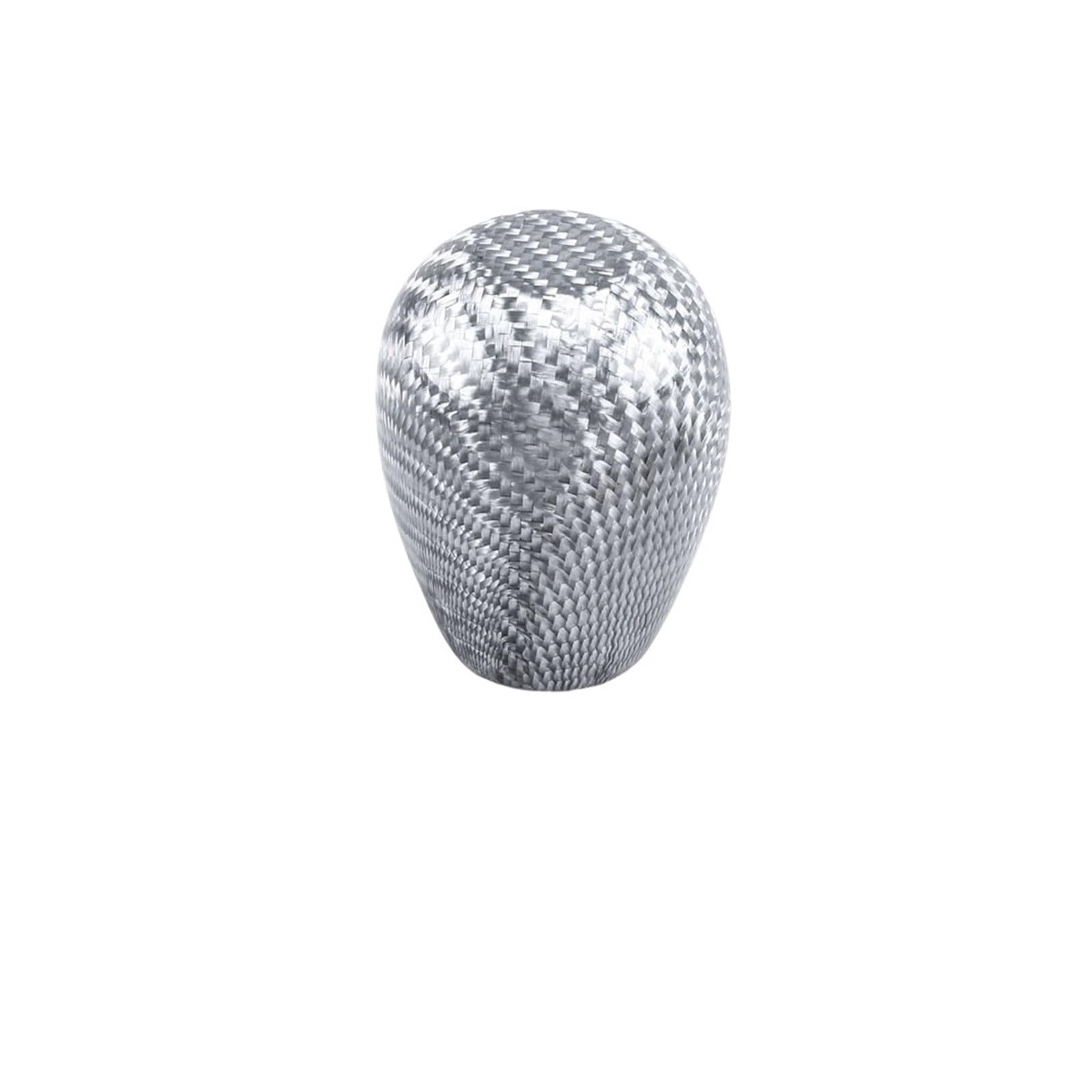 Shift Gear Knob Cover Racing Real Carbon Fiber Gear Shift Knob Manual Transmission Round Ball Shape Handle For 8mm 10mm 12mm(C silver 5.8cm)