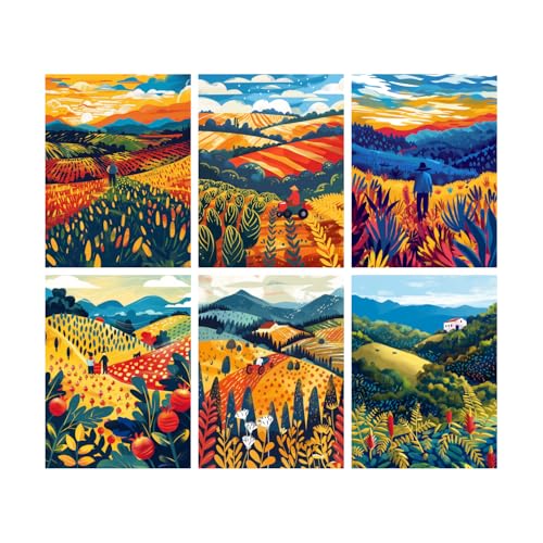 Image of SiddArtify Vibrant Sunset Landscape Art Print Set - Sticker - 8x12 Inch - Pack of 6 Wall Room Decoration art Poster Prints
