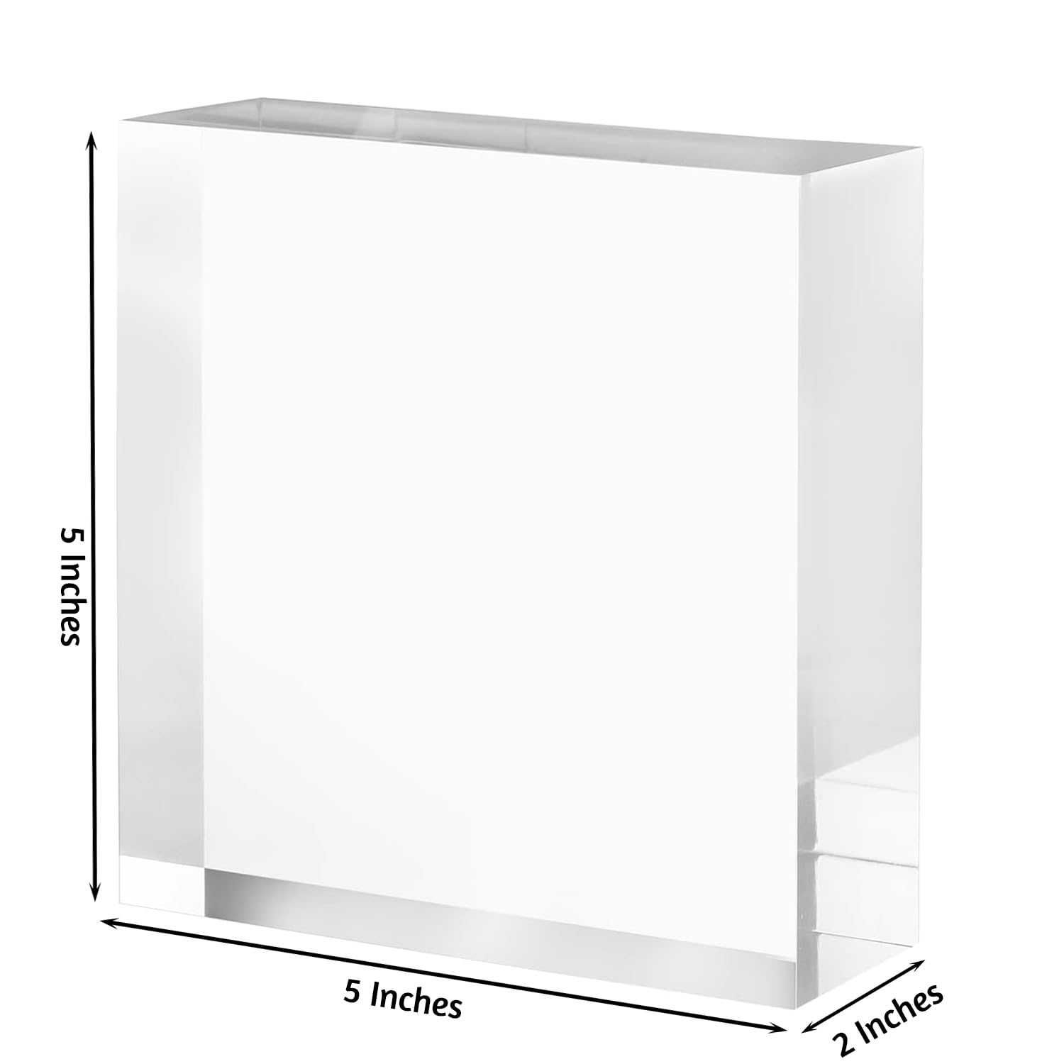 CiaoHER 2in Thickness Solid Acrylic Cube Display Block Clear Polished Pedestal Stand Riser Solid Base 2'' x 5