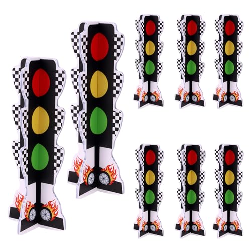 Lyreh 16pcs Traffic Light Party Decorations, 3D Traffic Light Cardboard Centerpieces Photo Props Racing Cars Party Supplies for Kids' Construction Transportation Birthday Decoration
