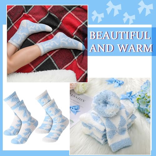 Image of Skicuff 6 Pairs Women Fuzzy Socks Bulk Slipper Warm Sleeping Crew Socks for Women Men Microfiber Soft Holiday Teacher Gifts